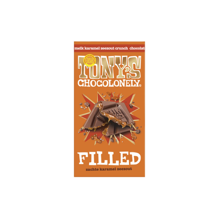 Chocolade Tony's Chocolonely filled melk karamel zeezout 135 gram