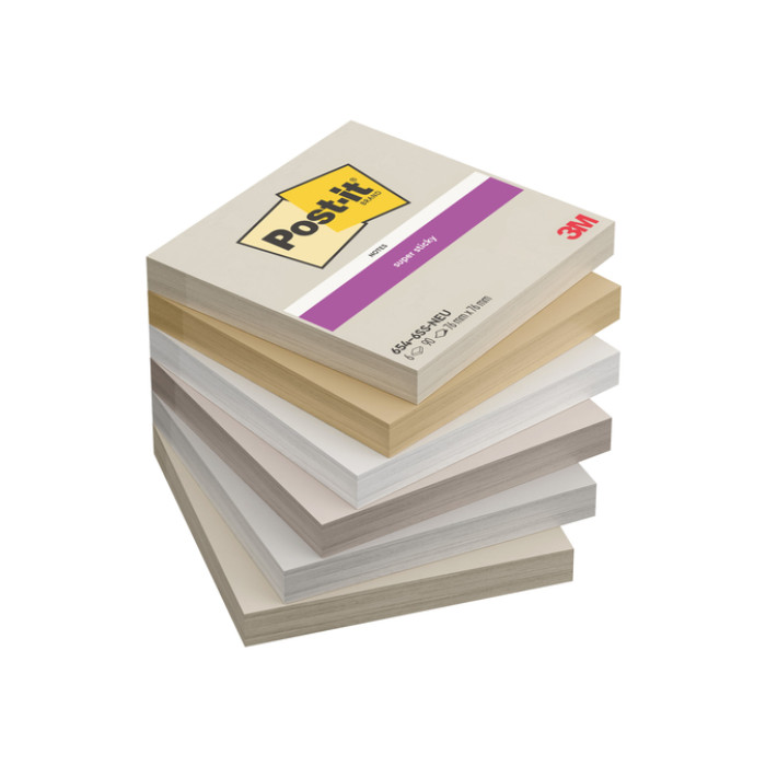 Memoblok Post-it 654 Super Sticky 76x76mm Neutrality 6 stuks