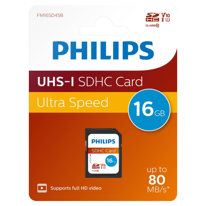 Geheugenkaart Philips Ultra Speed SDHC Class 10 UHS-I U1 16GB
