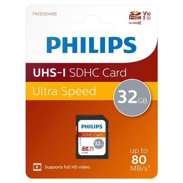 Geheugenkaart Philips Ultra Speed SDHC Class 10 UHS-I U1 32GB