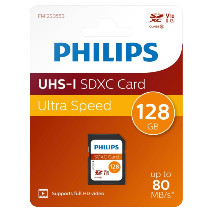 Geheugenkaart Philips Ultra Speed SDXC Class 10 UHS-I U1 128GB