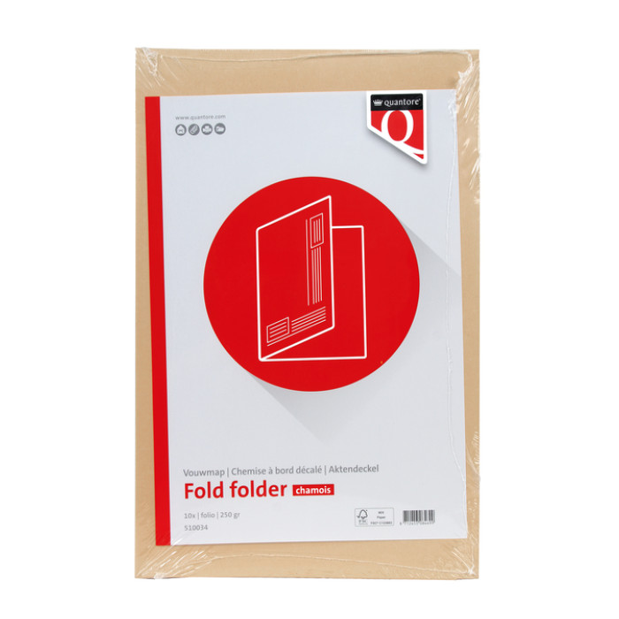 Vouwmap Quantore Folio ongelijke zijde 320gr beige