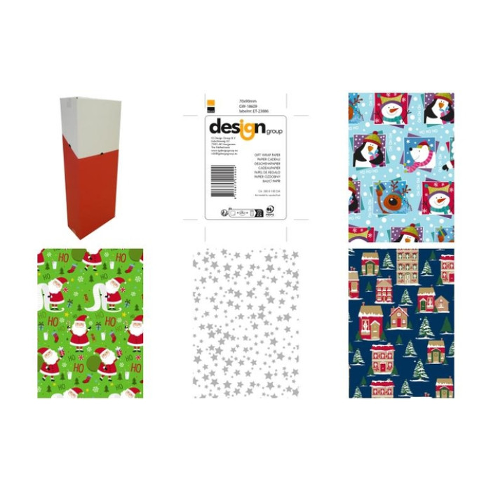 Inpakpapier Design Group Kerst 300x100cm assorti