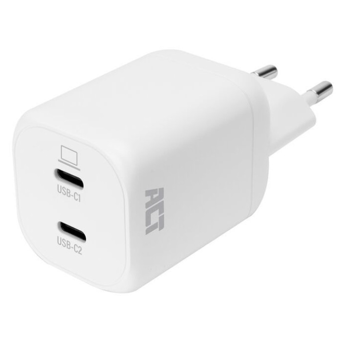 Oplader ACT USB-C 100W 2-poorts PD, PPS, AVS, QC, Ganfast