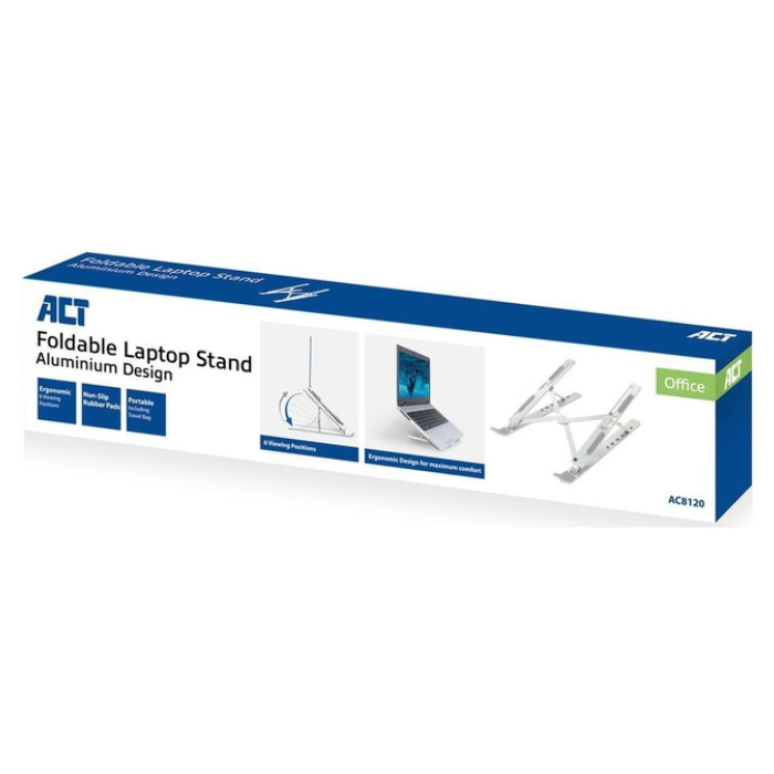 Laptopstandaard ACT inklapbaar 6 standen aluminium