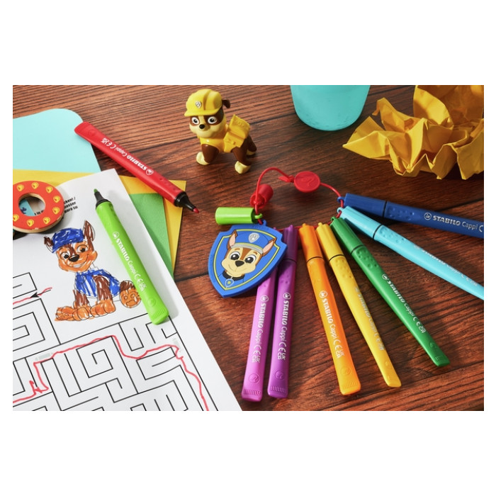 Viltstift STABILO Cappi + badge PAW Patrol 12st