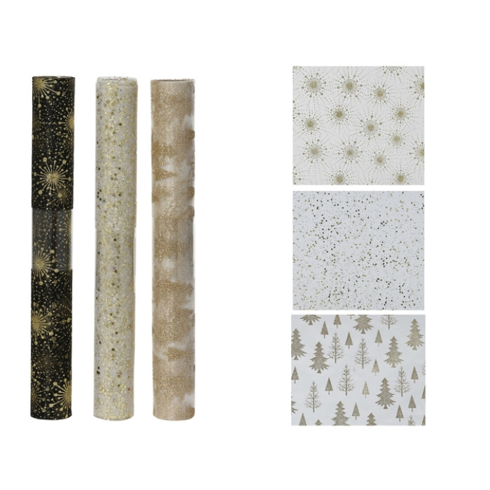 Tafelloper Decoris polyster 200x35cm 3 dessins assorti