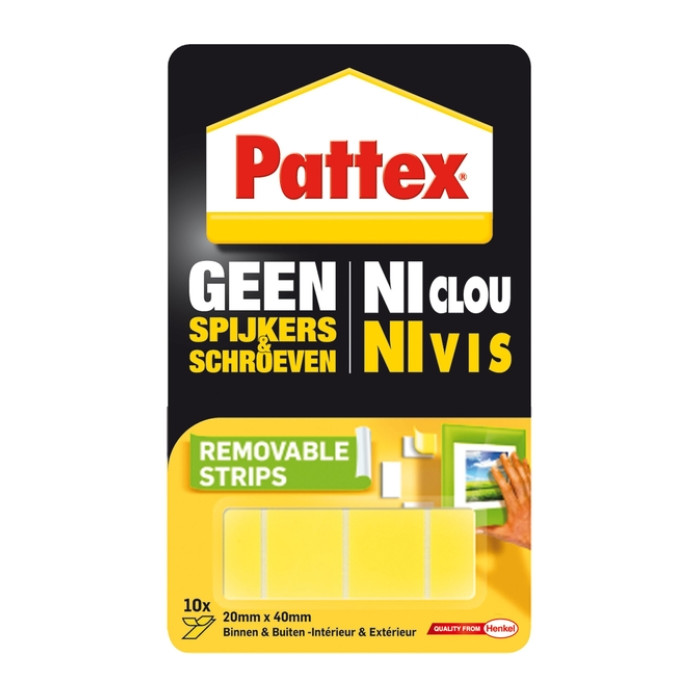 Supermontagestrip Pattex 2kg verwijderbaar 10 stuks