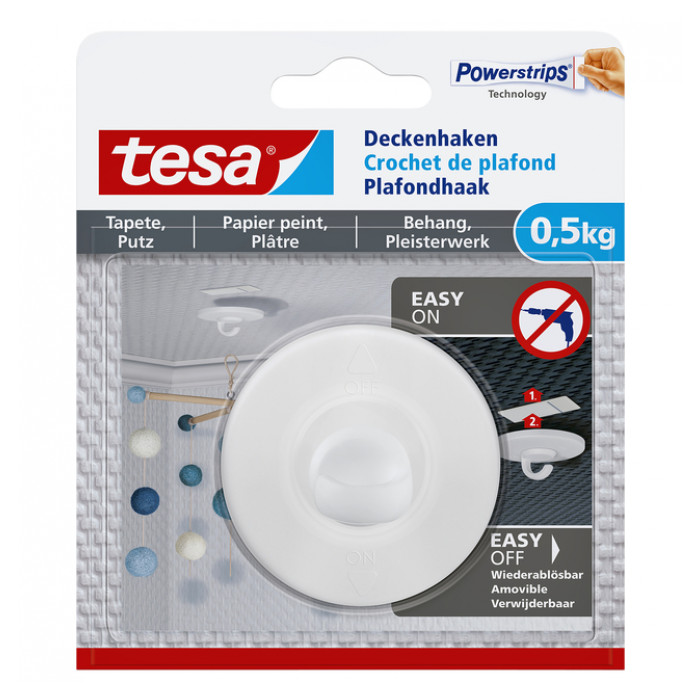 Plafondhaak tesa® behang & pleisterwerk zelfklevend 0,5 kg