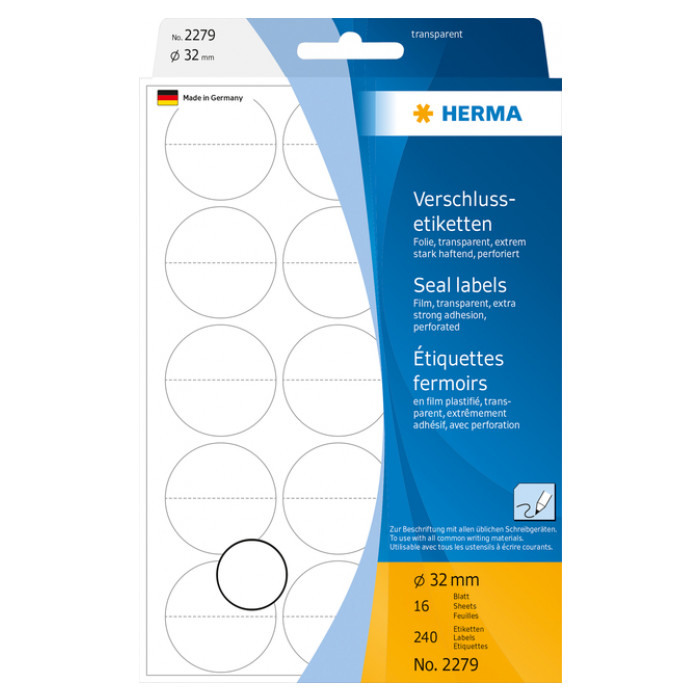 Etiket HERMA 2279 32mm transparant 240 etiketten