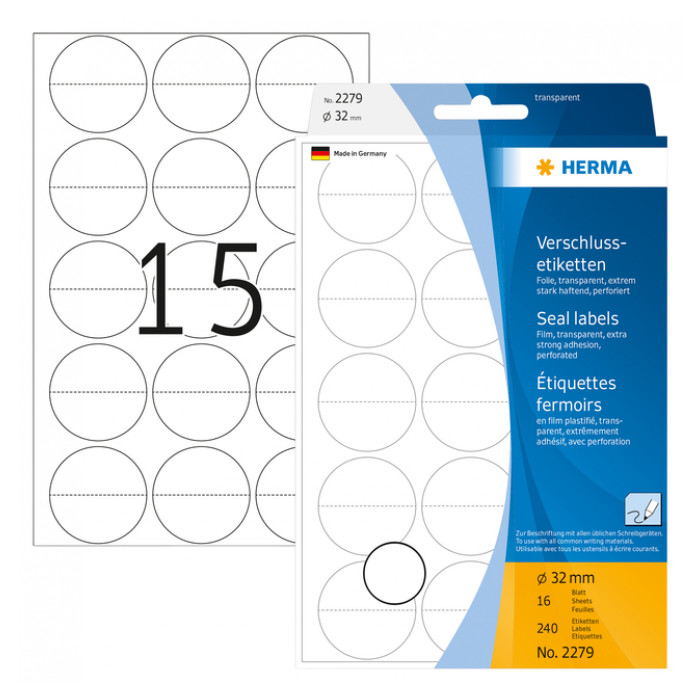 Etiket HERMA 2279 32mm transparant 240 etiketten