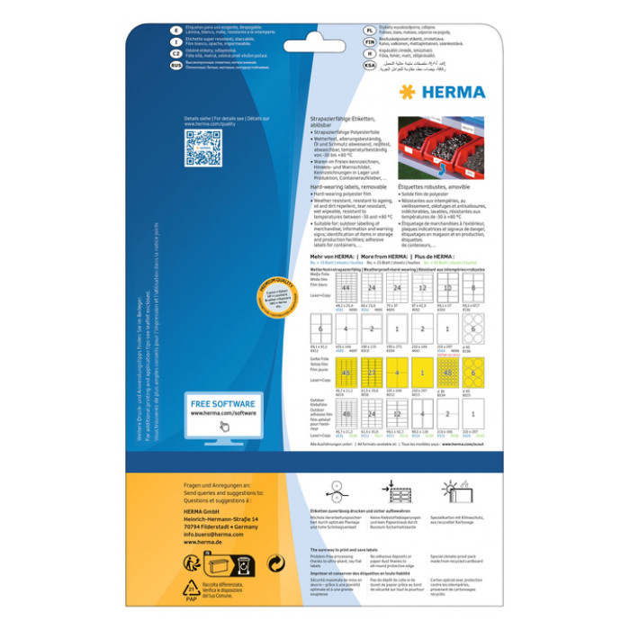 Etiket HERMA 4572 48.3x25.4mm folie wit 880st