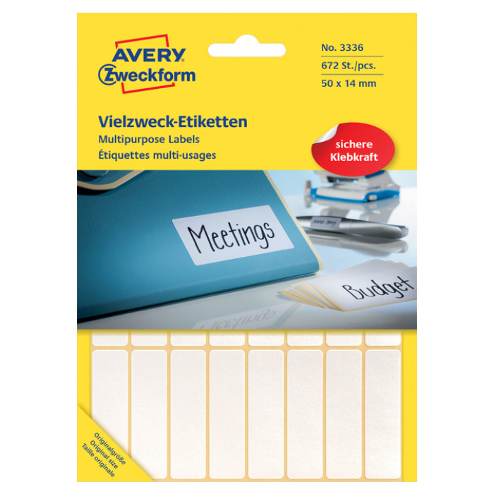 Etiket Avery Zweckform 3336 50x14mm wit 672stuks