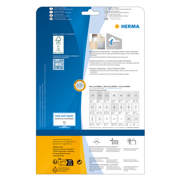 Etiket HERMA 10010 88.9x46.6mm verwijderbaar wit 300 etiketten