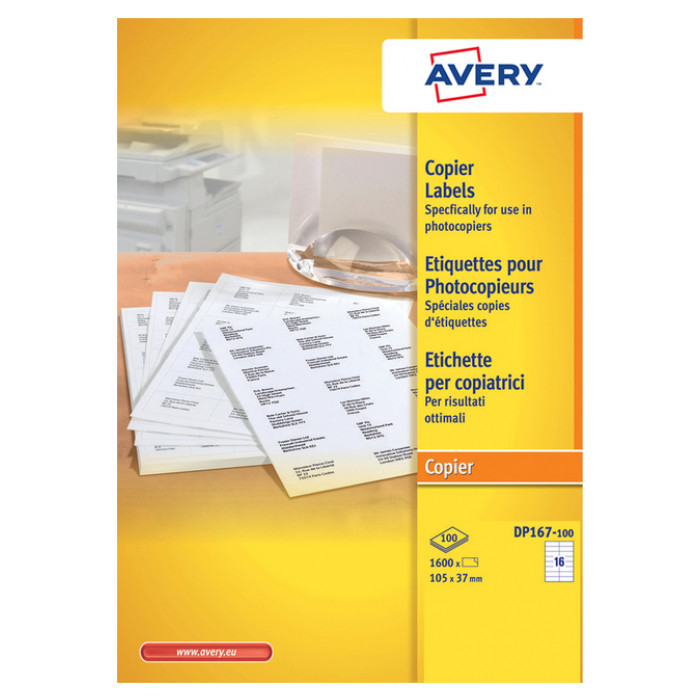 Etiket Avery DP167-100 105x37mm wit 1600stuks