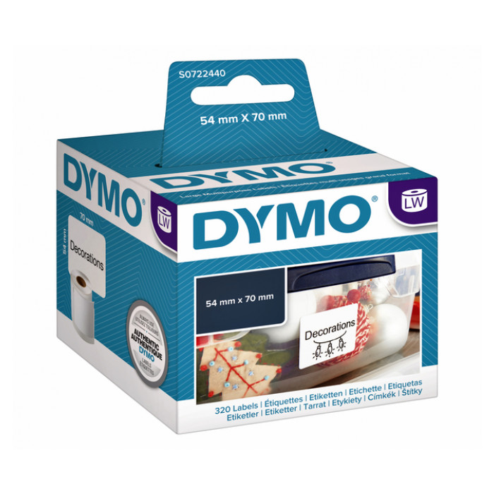 Etiket Dymo LabelWriter multifunctioneel 54x70mm 1 rol á 320 stuks wit