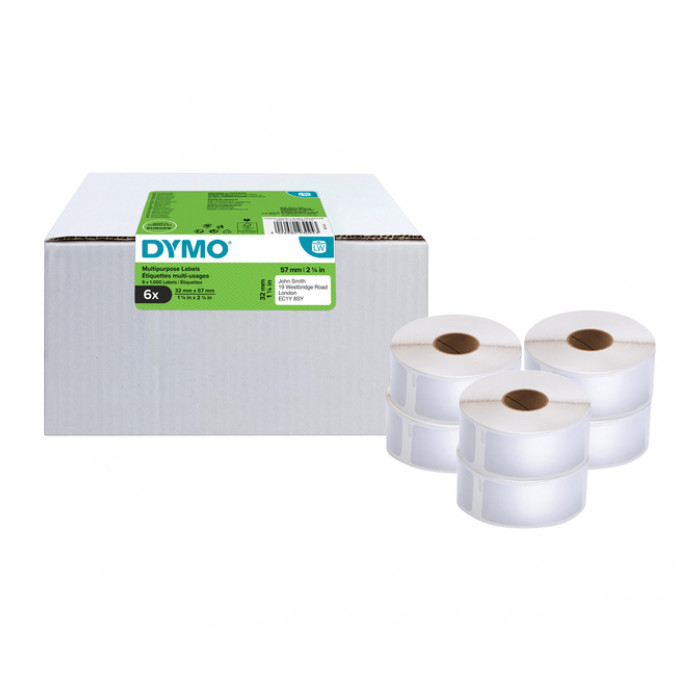 Etiket Dymo LabelWriter multifunctioneel 32x57mm 6 rollen á 1000 stuks wit