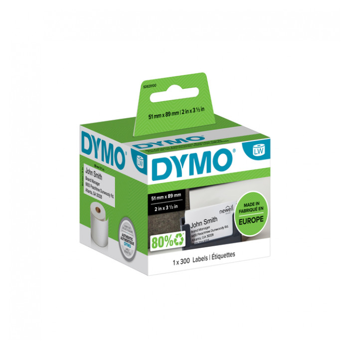 Etiket Dymo labelwriter 92910 51mmx89mm badge wit rol à 300 stuks