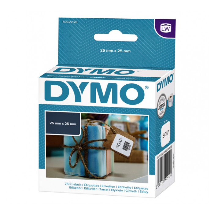 Etiket Dymo LabelWriter multifunctioneel 25x25mm 1 rol á 750 stuks wit