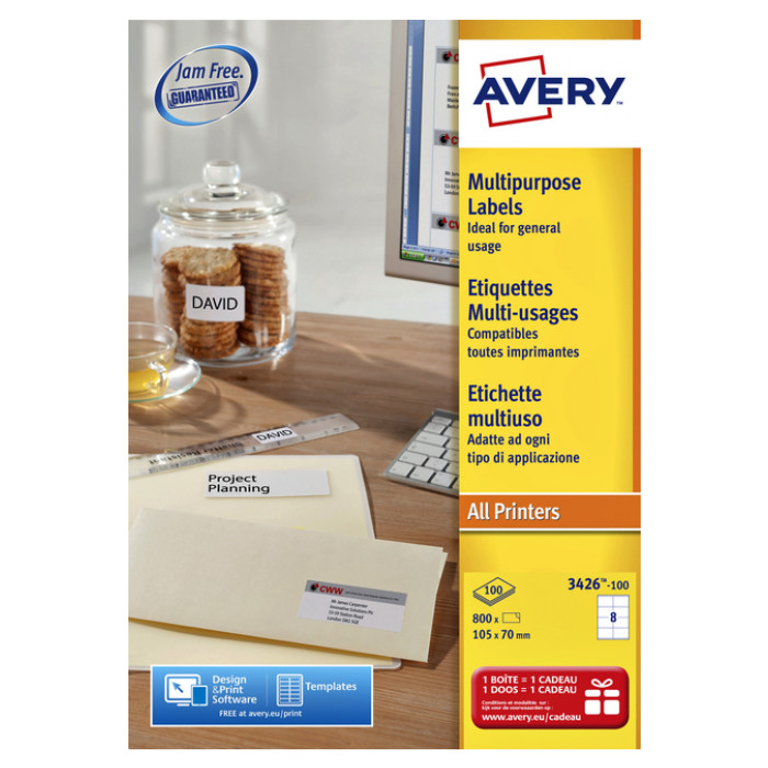 Etiket Avery L4745REV-25 96x63.5mm afneembaar wit 200stuks