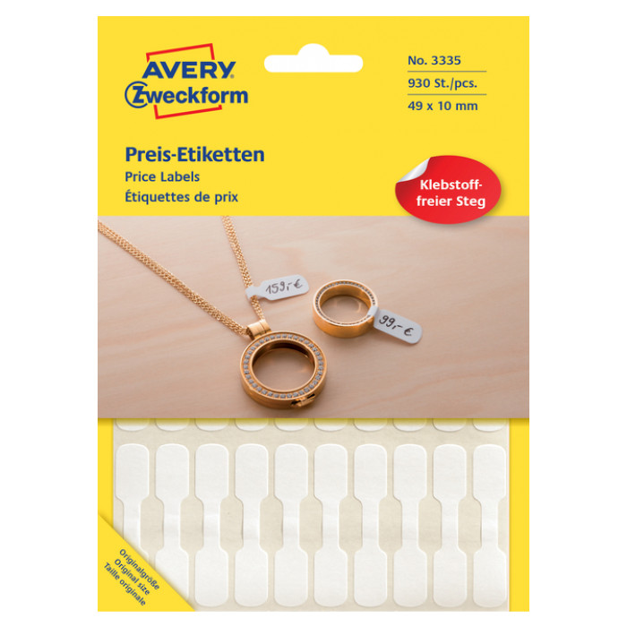 Etiket Avery Zweckform 3335 49x10mm wit 924stuks