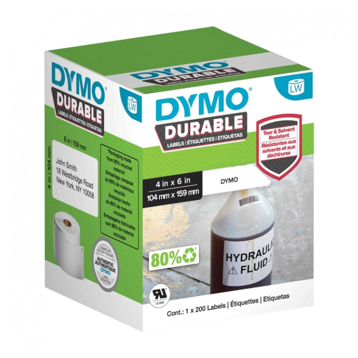 Etiket Dymo LabelWriter industrieel 104x159mm 1 rol á 200 stuks wit