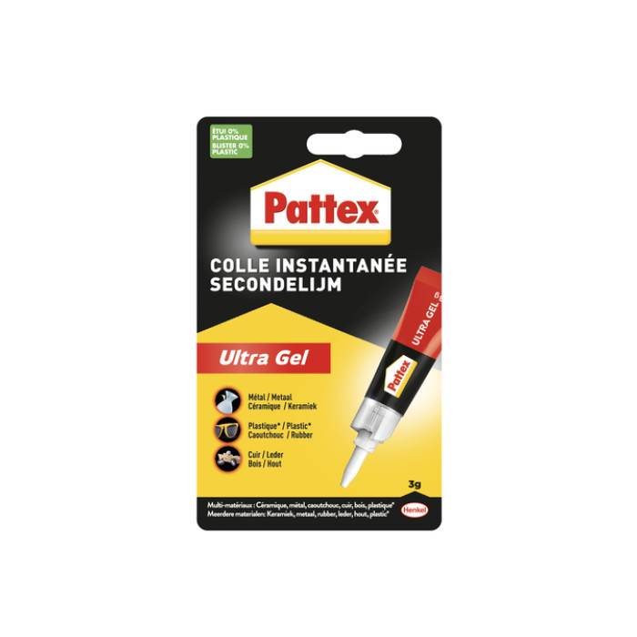 Secondelijm Pattex ultra gel tube 3gram op blister