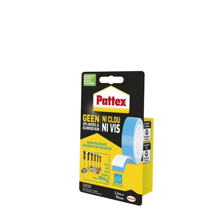 Plakband Pattex Super montage 20kg dubbbelzijdig voor binnen