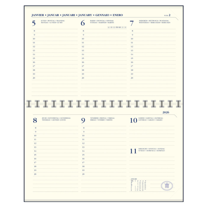 Agendavulling 2025 Ryam Memoplan 7 Compact 7 dagen/2pagina's landscape creme