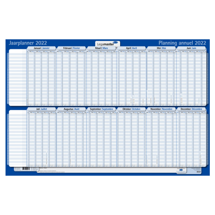 Projectplanner 2025 Legamaster 90x60cm horizontaal gelamineerd Engelstalig