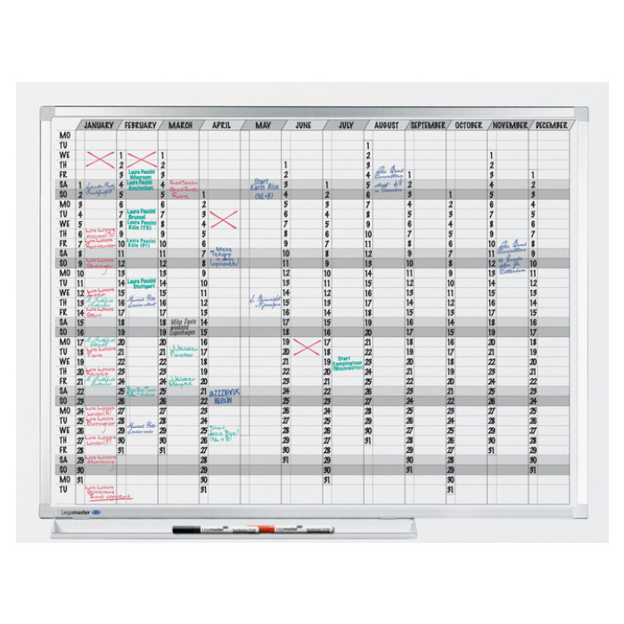 Planbord Legamaster professional jaarplanner hor 90x120cm