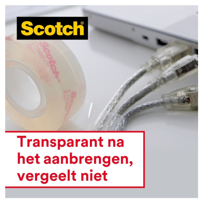 Plakband Scotch Crystal 600 19mmx7.5m transparant 2+1 gratis + handdispenser