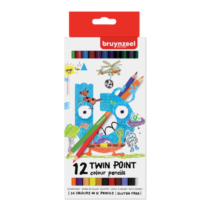 Kleurpotlood Bruynzeel Kids Twin Point blister à 12 stuks assorti