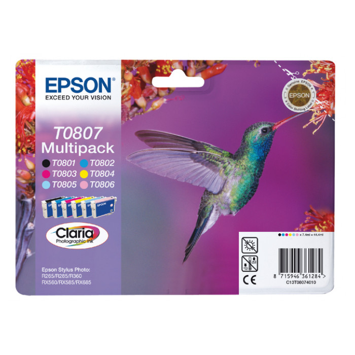 Inktcartridge Epson T0807 zwart + 5 kleuren