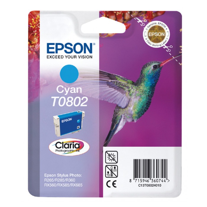 Inktcartridge Epson T0802 blauw