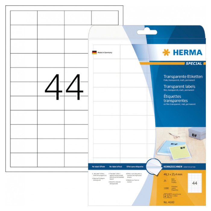 Etiket HERMA 4680 48.3x25.4mm transparant 1100stuks