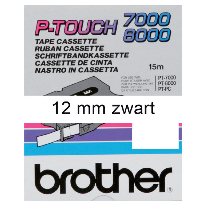 Labeltape Brother P-touch TX-231 12mm zwart op wit