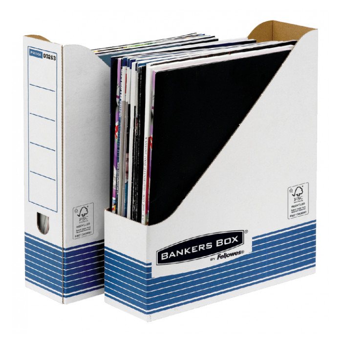 Tijdschriftcassette Bankers Box System A4  wit blauw