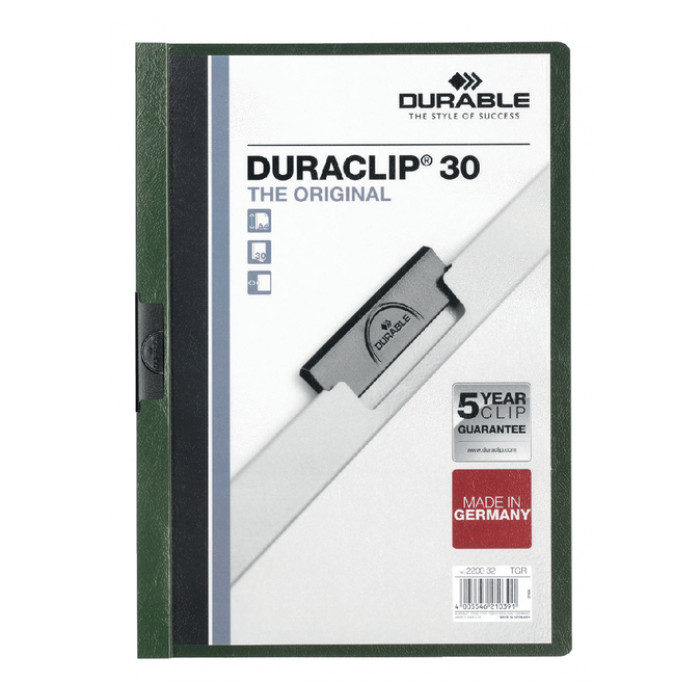 Klemmap Durable Duraclip A4 3mm 30 vellen donkergroen