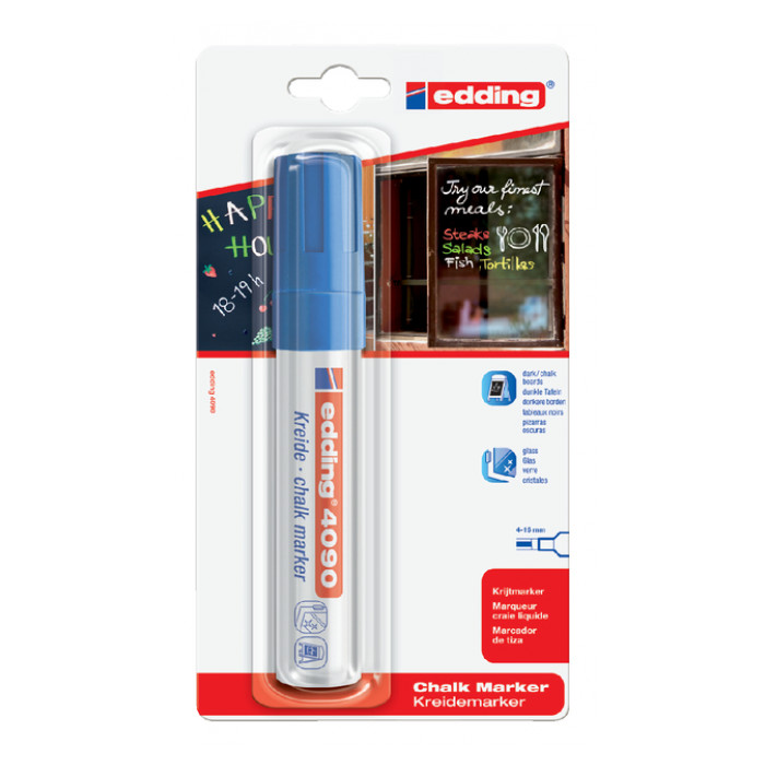 Viltstift edding 4090 window schuin 4-15mm blauw blister à 1 stuk