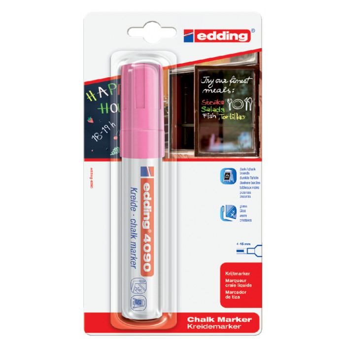 Krijtstift edding 4090 window schuin 4-15mm neon roze blister à 1 stuk