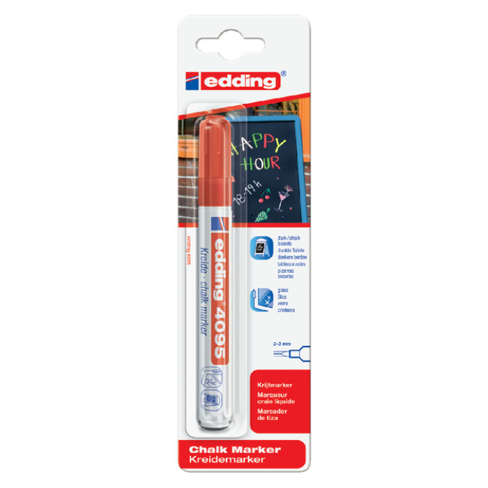 Krijtstift edding 4095 rond 2-3mm rood blister à 1 stuk