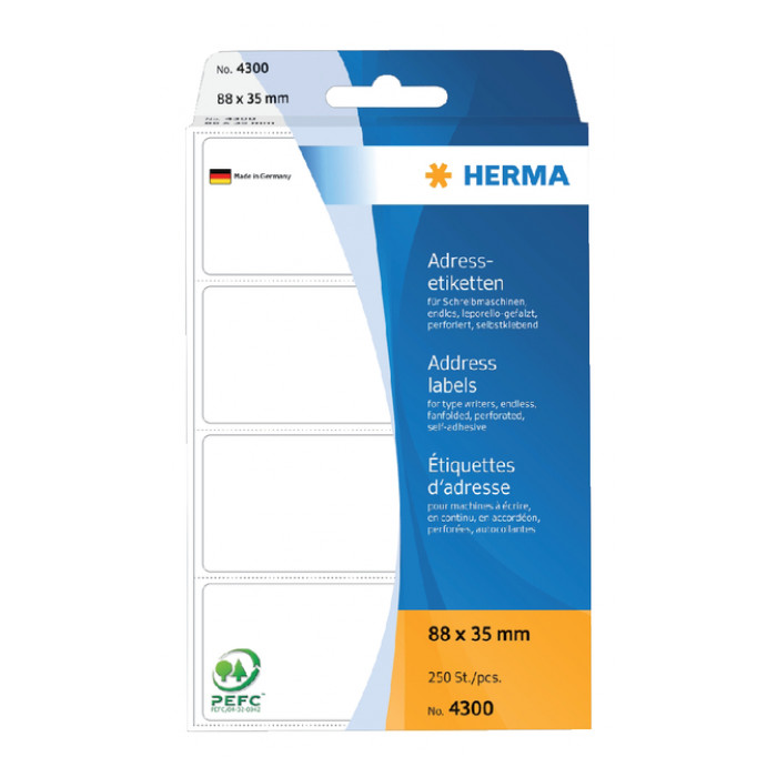 Etiket HERMA adres 4300 88x35mm 250stuks zig-zag