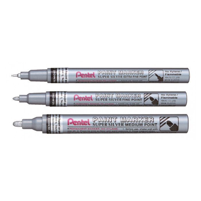 viltstift Pentel MFP10 rond 0.7mm zilver