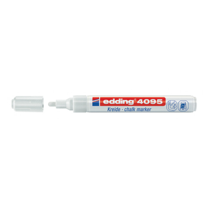 Krijtstift edding 4095 rond 2-3mm wit blister à 5 stuks