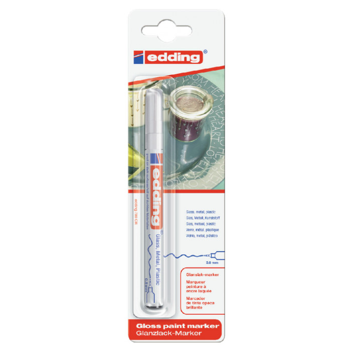 Viltstift Edding 780 lakmarker rond 0.8mm wit blister à 1 stuk