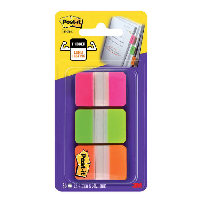 Indextabs 3M Post-it 686 25.4x38mm strong assorti