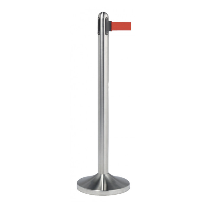 Afzetpaal Securit RVS met rolband 210cm rood