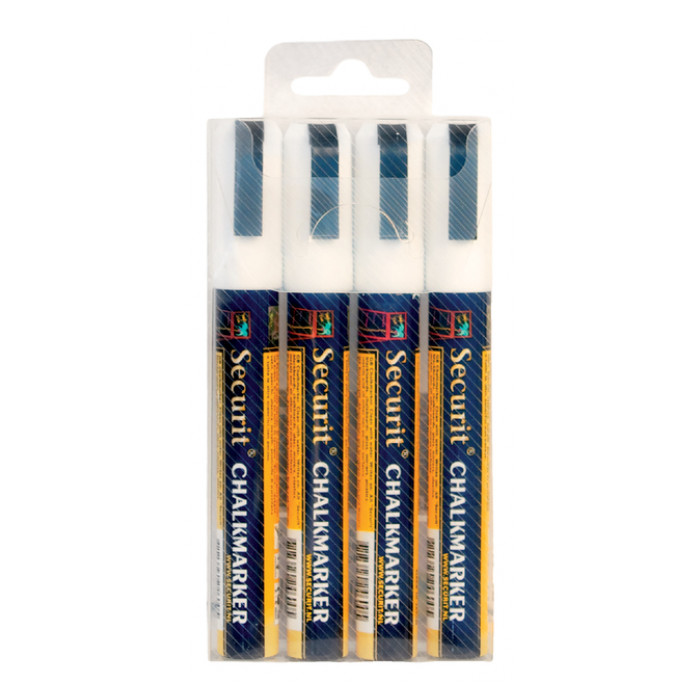 Krijtstift Securit SMA-510 schuin wit 2-6mm blister à 4 stuks