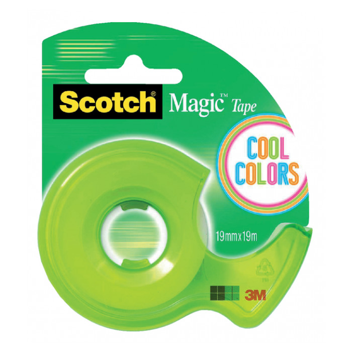 Plakband Scotch 810 19mmx19m onzichtbaar + handdispenser Cool Colors